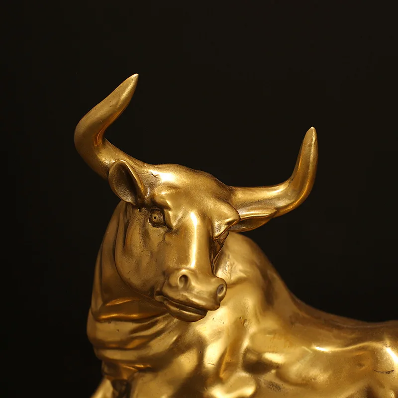 Copper Fortune bull Statue ox Statue Office Home Decor Gift for Desk Ornament