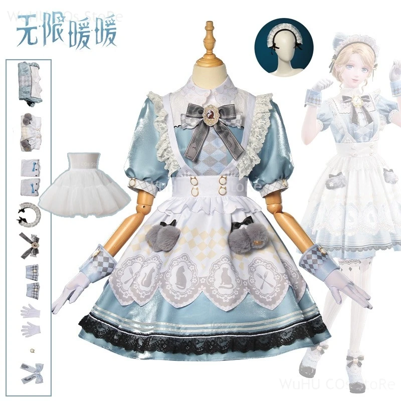 Nikki Cosplay Anime Infinity Nikki Sweet Tea Party Blue Lolita Dress Uniform Wig Set Halloween Party Outfit For Women SKIRTS