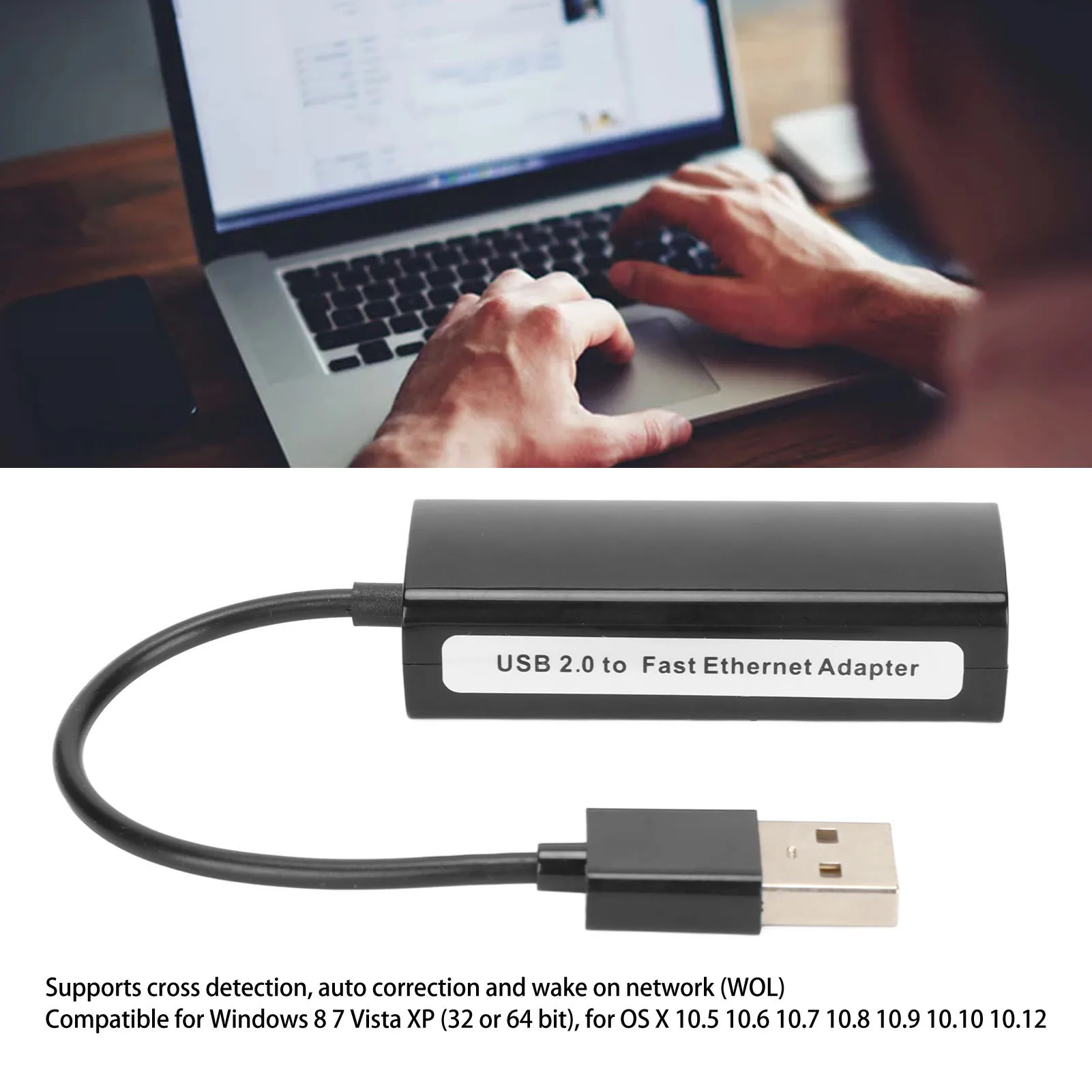 Adaptador Ethernet USB, Adaptador de Red LAN con Cable de 10/100 Mbps para Nintendo Switch/Wii, para Windows, para OS X