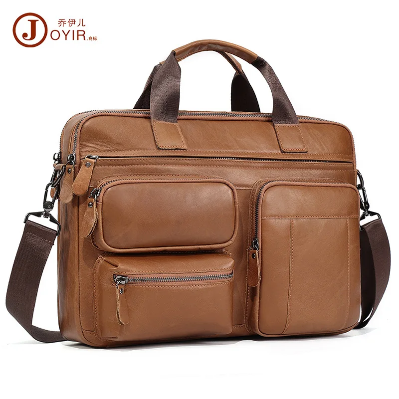 First Layer Cowhide Leather Briefcase Men's Leather Business Computer Bag Shoulder Men's Bag Vintage Handbag Men's Real-Leather