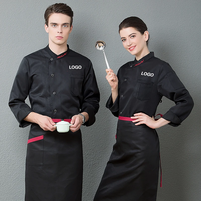 Chef uniforme para homem mulher com logotipo restaurante personalizado cozinhar roupas camisa mangas jaqueta funciona design superior padrão de impressão