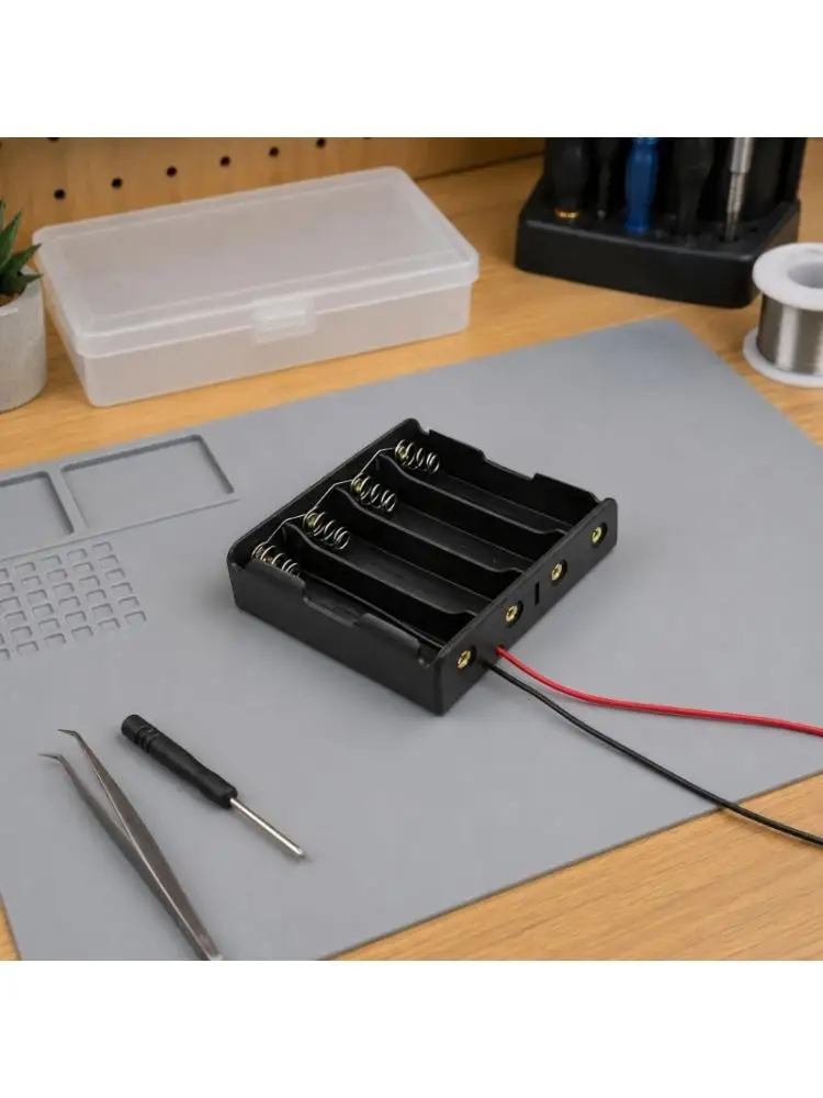 18650 Cell Battery Tray with Cable Output, Cover, and Spring Contacts for Assembly Work and Repair Wiring