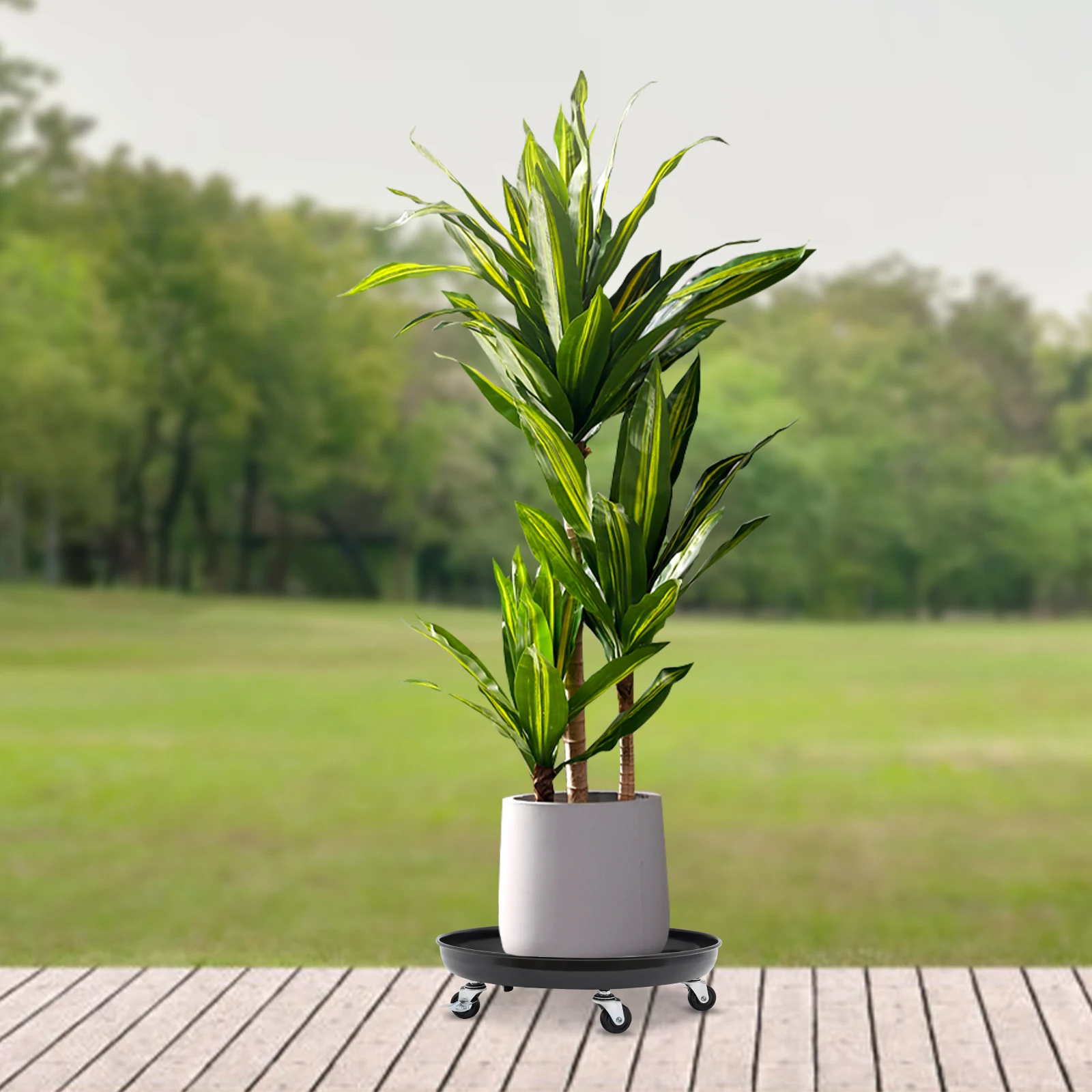 

Multi-Functional Black Plant Tray Set For Indoor&Outdoor - Holds Potted Plants/Laundry Baskets, Easy To Clean With Water