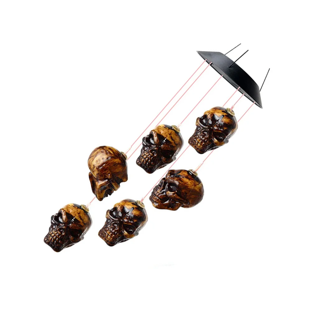 1 قطعة شكل الجمجمة الشمسية الرياح جرس مصباح هالوين معلقة ضوء مشرق في الهواء الطلق حديقة قلادة ديكور الرياح جرس مصباح