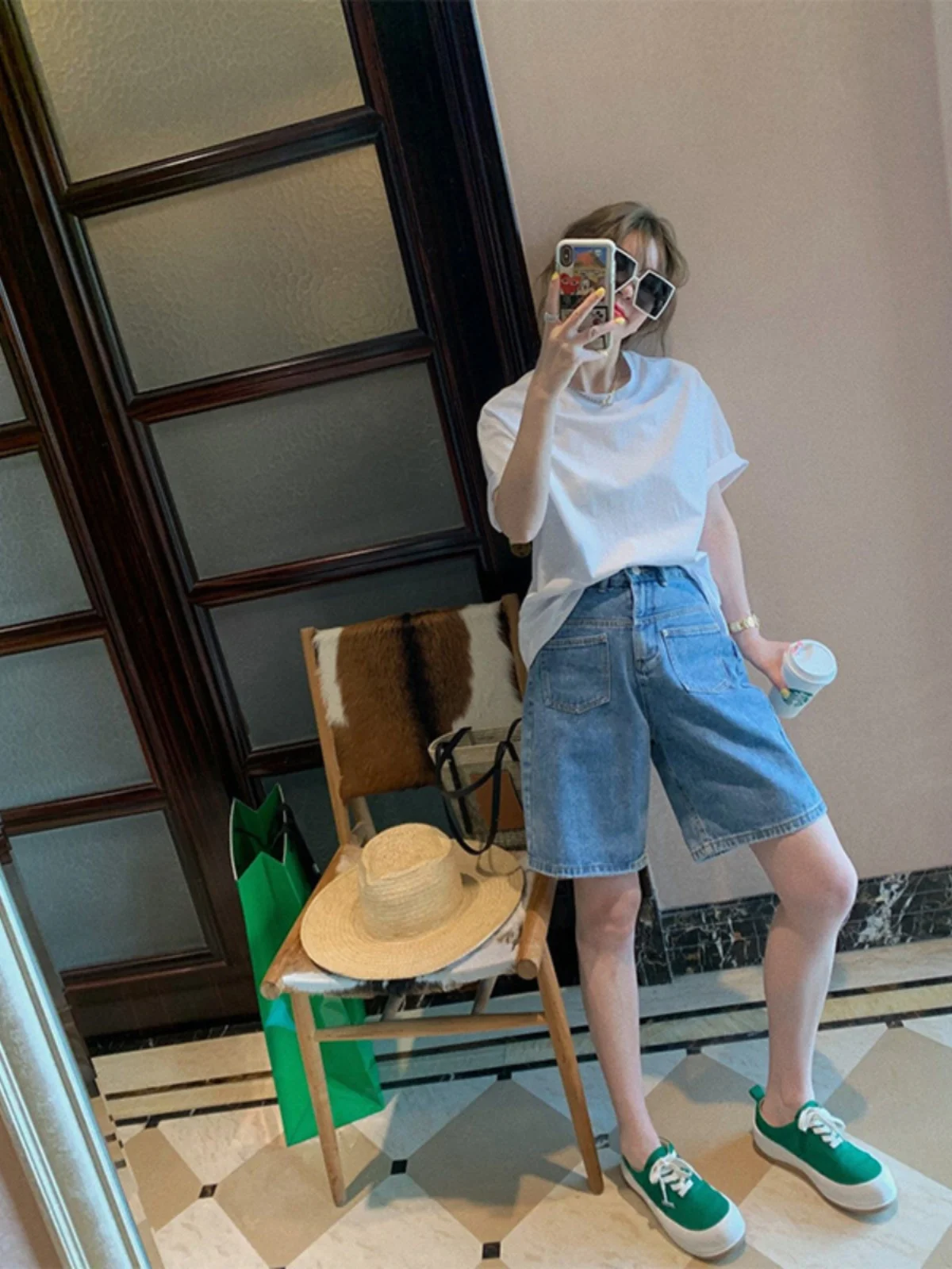 

Loose Five-Quarter Women's Jeans orts Summer New Sle plus Size Slimming Wide Leg Pants High Waist Denim High Waist orts