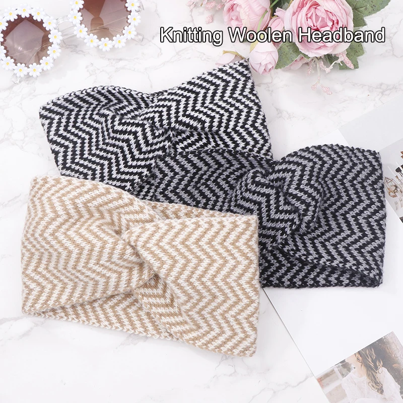 

Wide Knitting Woolen Headband Winter Warm Ear Women Thicken Turban Hair Accessories Girl Hair Band Headwraps Ear Warmer