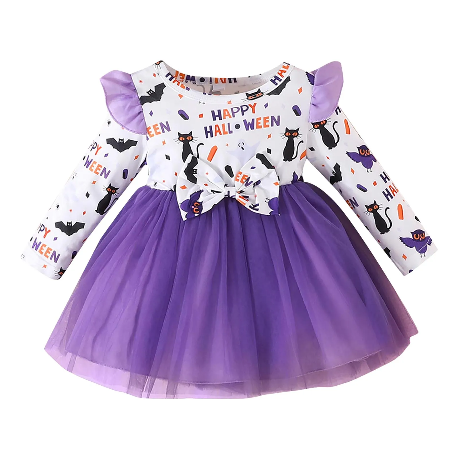 

Child Clothes Girl Toddler Baby Girl Halloween Tutu Dress Outfit Infant Long Sleeve Pumpkin Romper Clothes One Year Girls Dress