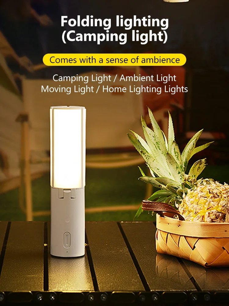 Folding Outdoor Camping Portable Rechargeable High Capacity Lighting Student Dormitory Hanging Tent Hanging Light Lantern