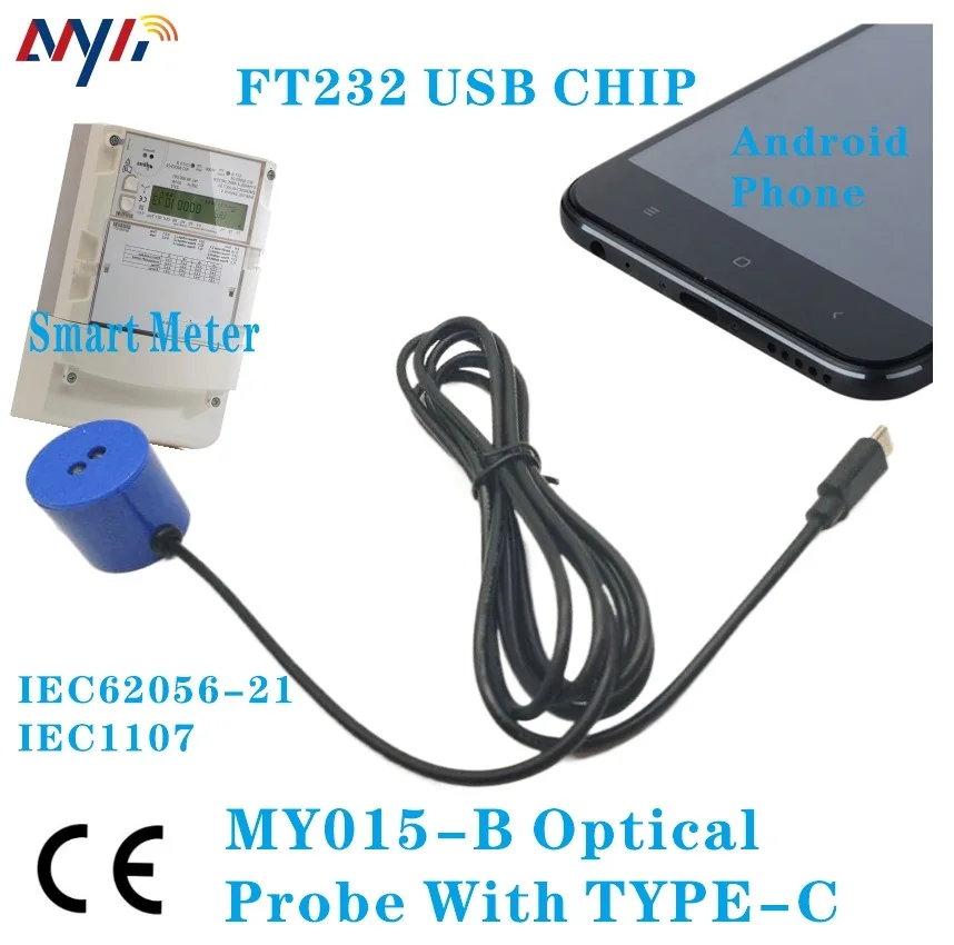 IR optical probe Type C USB Read out FT232  kWh meter Gas meter Water Meter IEC62056-21 DLMS MDBUS Magnetic Adapter Cable