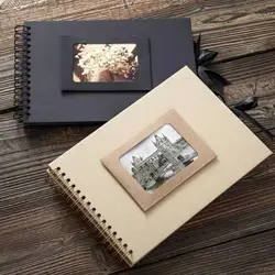 DIY Craft Album Scrapbooking Picture Album Black/Kraft Paper Photo Albums Wedding Anniversary Gifts Memory Book Blank Diary Draw