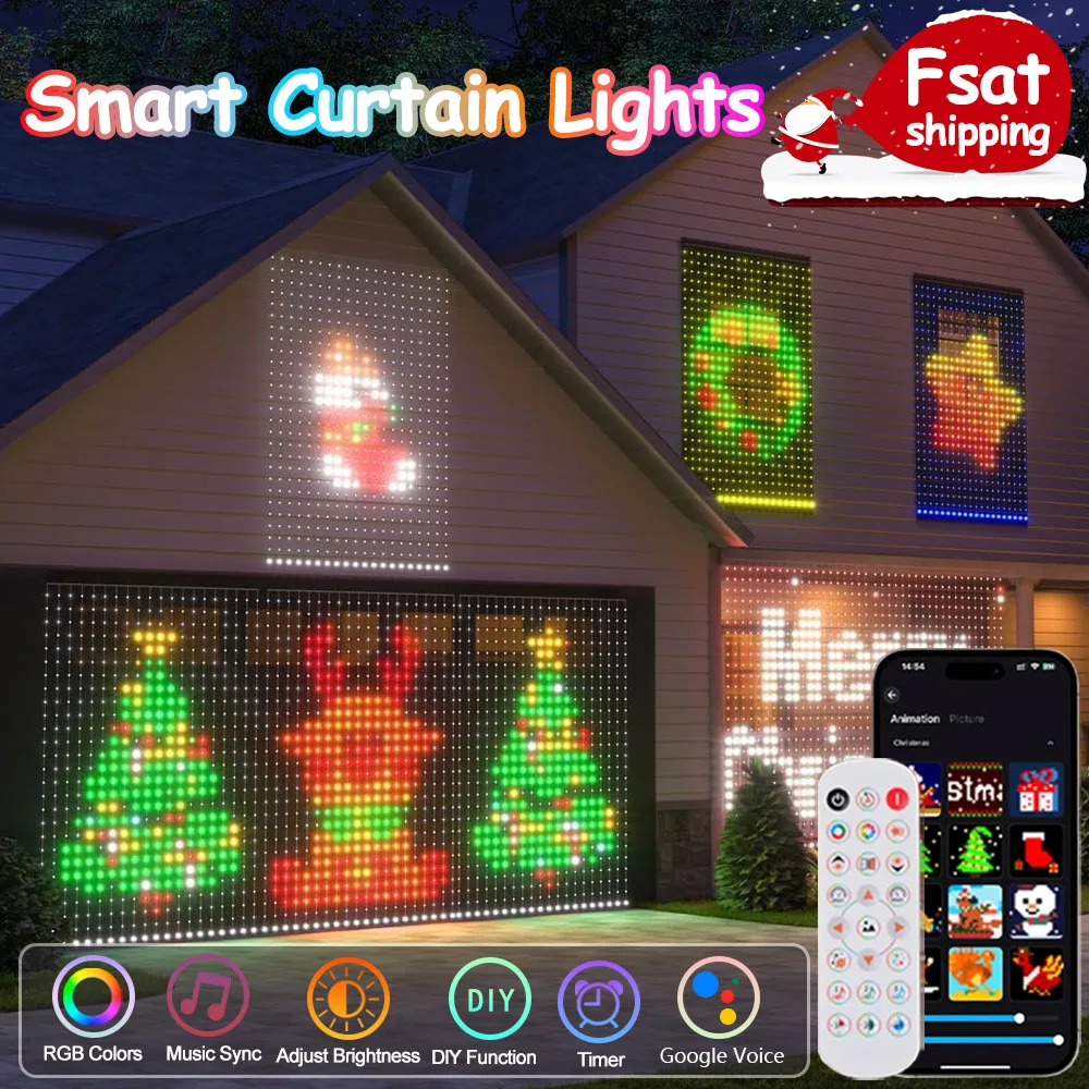 Hot!! Smart LED Curtain Lights LED Fairy Lights App Control Music Sync DIY Pattern Waterproof for Indoor Outdoor Party Decor