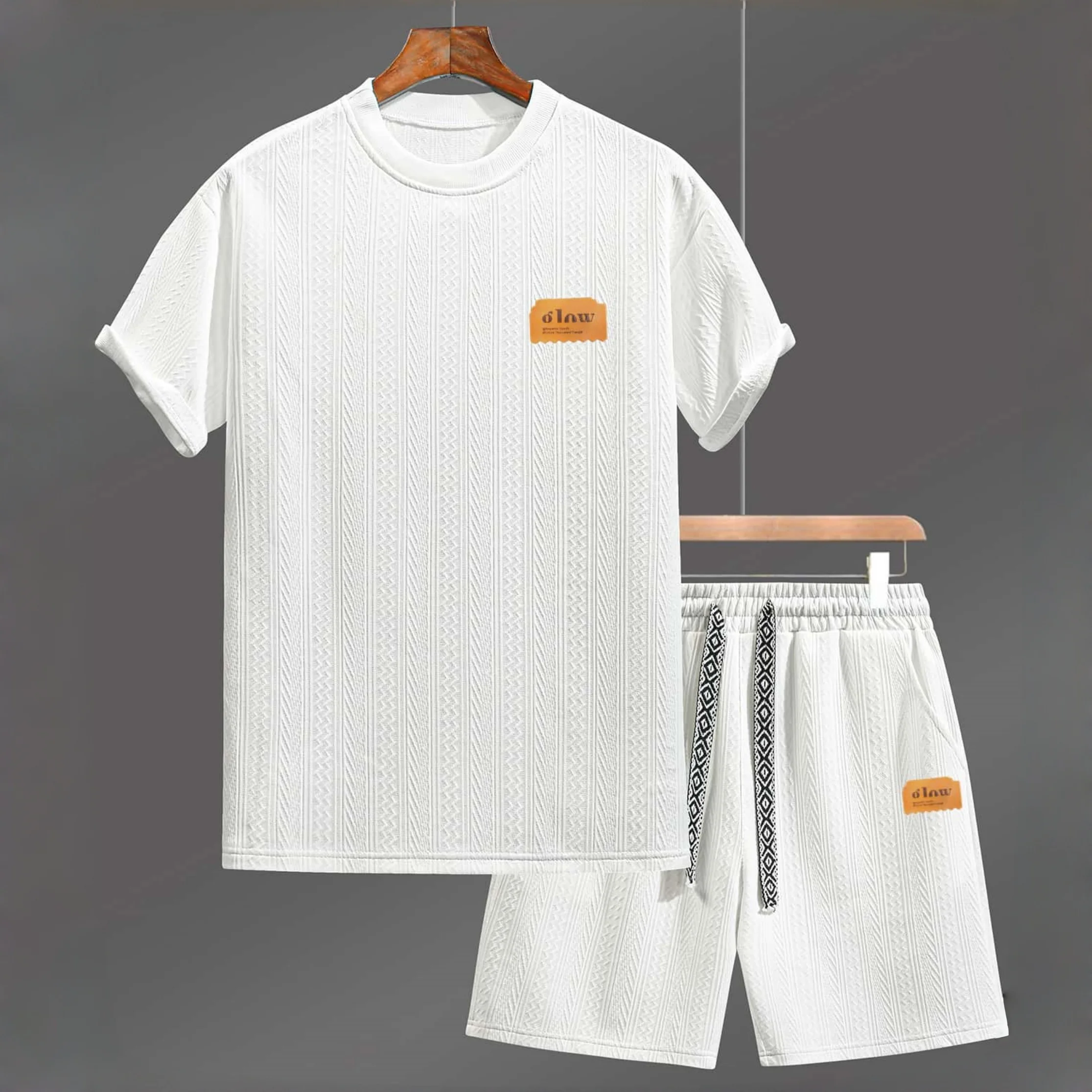 

Men's Summer Casual Sport Set Comfortable Breathable Two Fabric Stripe Lightweight Sweatpants And Top Outfit