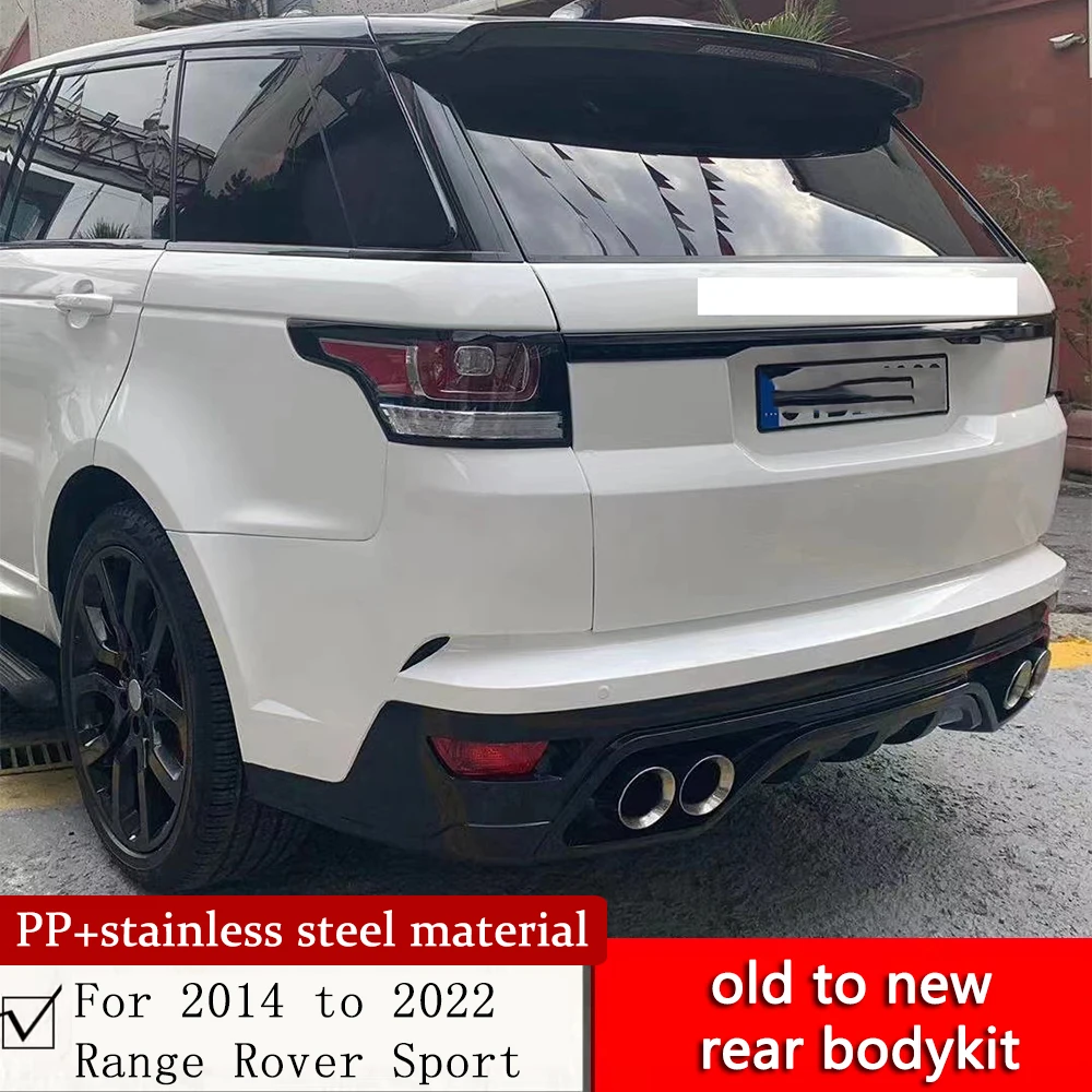 

For 2014 to 2022 Range Rover Sport old to new rear bodykit upgraded SVR/LM style rear bumper with quad tips PP material primer