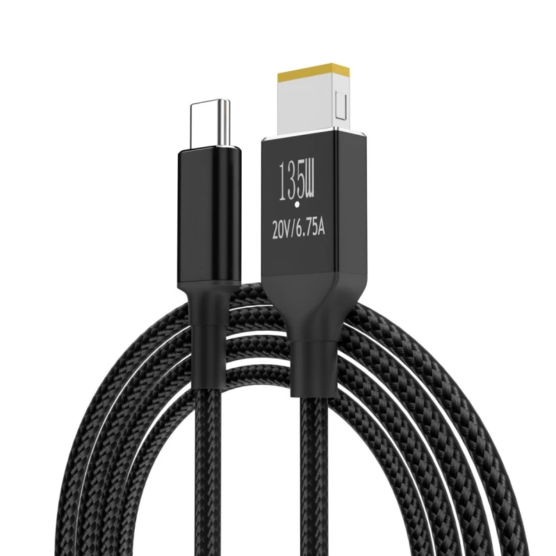 Cable de carga tipo C para ordenador portátil, USB-C de 2,0 m/6,5 pies, 135W a CC, rectangular, 11,0x4,5mm, PD, para Thinkpad X1 Legion Y7000P, DC20V 6.25A