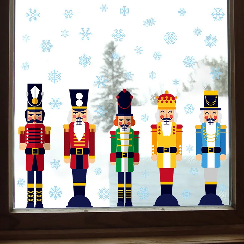 

Christmas Scene Window Stickers Soldier Window Clings PVC Holiday Decorations Christmas Bird Party Atmosphere Stickers Waterproo