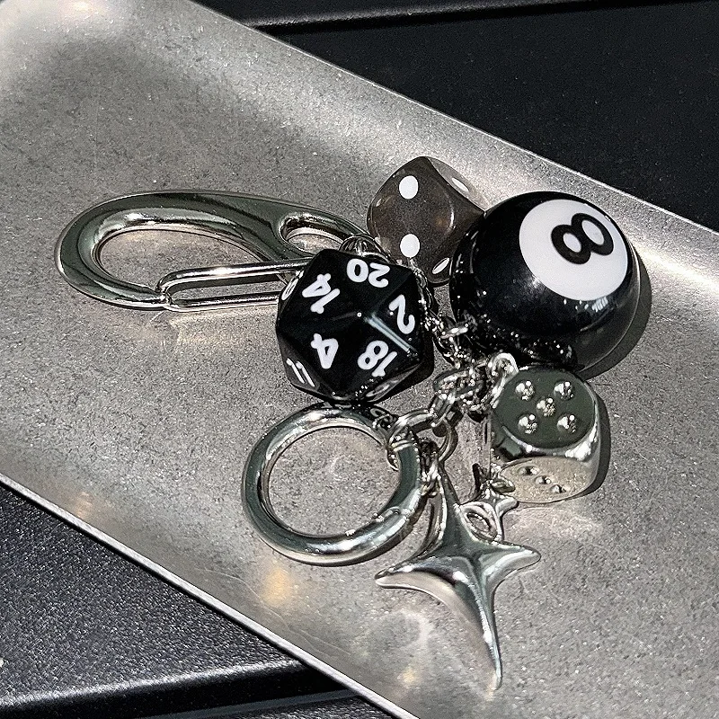 Original Dice Black 8 Series Bag Pendant Handmade Trendy Design Keychain Accessories Wearing Accessories