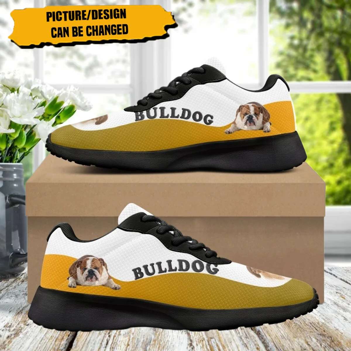 Cartoon Cute Bulldog Pattern Breathable Soft Women Casual Shoes Fashion Cozy Shock Absorbing Non-slip Ladies Sneaker for Outdoor