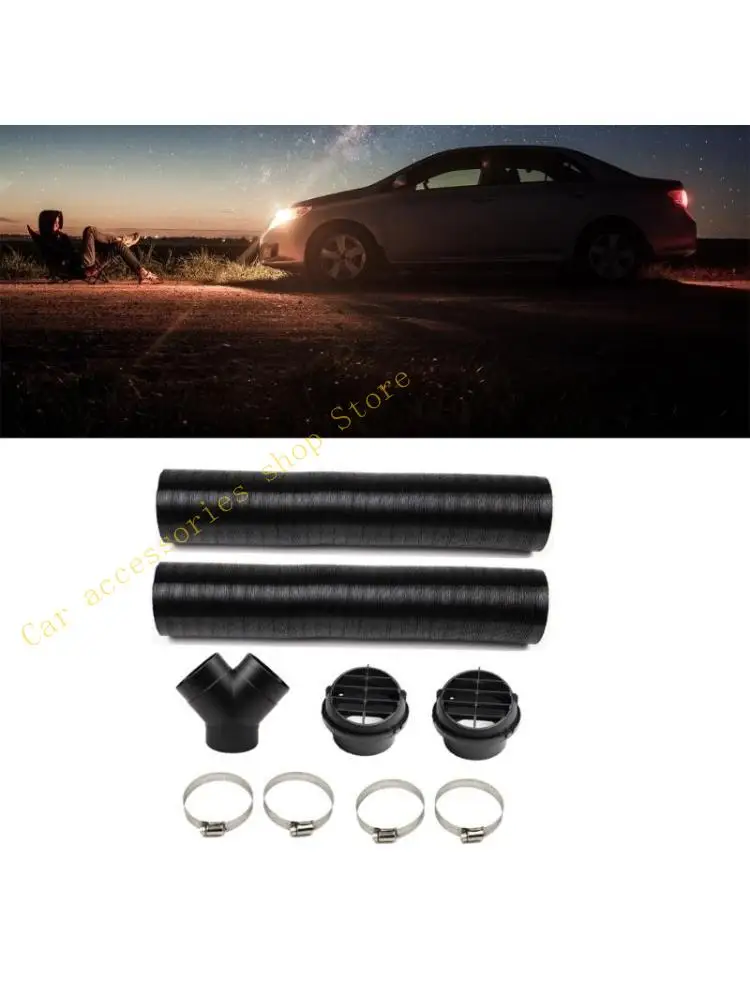 

T21E Diesels Heater Duct Vent 75mm Diesels Air Parking Heater Pipe Ducting Warm Air Vent Outlet Kits Y Shaped Hose Kits