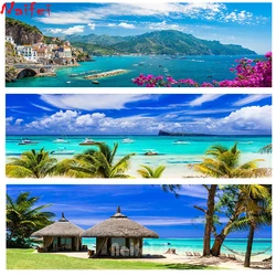 large Landscape Diy Diamond mosaic Embroidery Beach Bridge Palm Tree Sunset diamond Painting full drill Wall Art Pictures Decor