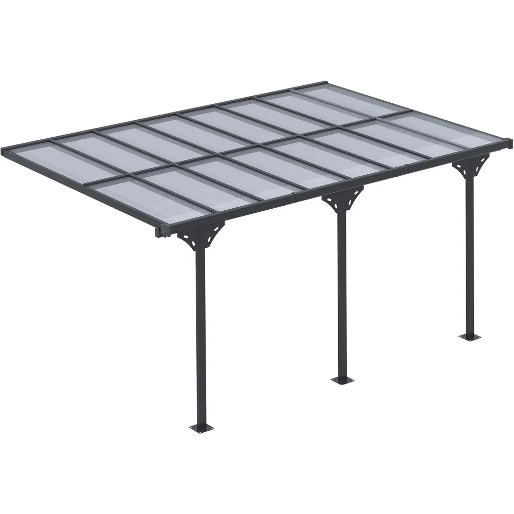 

14.5' x 10' Outdoor Polycarbonate Pergola, Transparent UV Blocking Awning, Hardtop Deck Gazebo with Adjustable Posts and Height