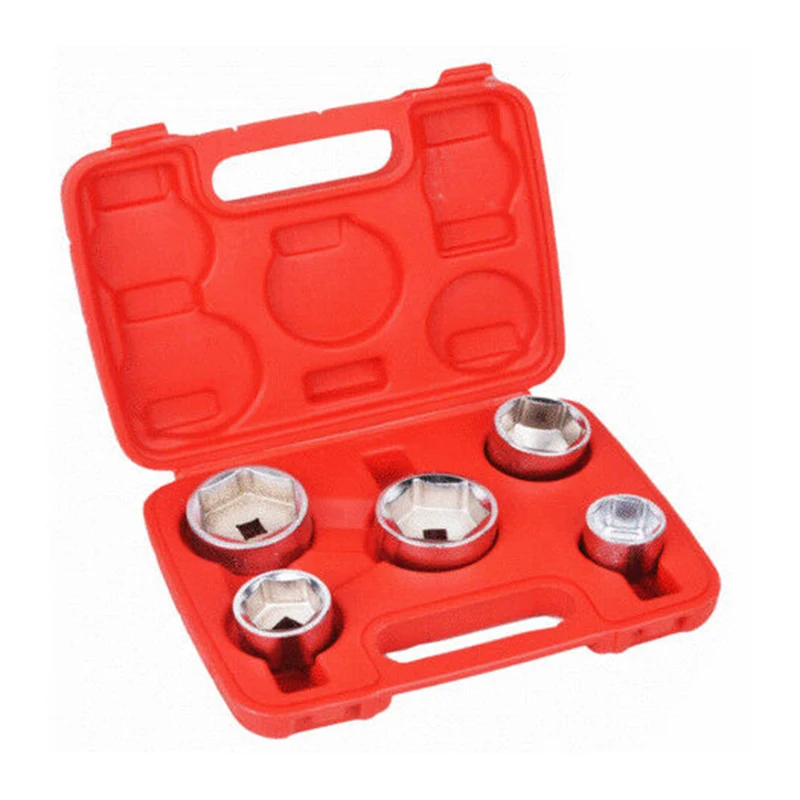 5Pc 3/8 Inch Oil Filter Socket Set 24Mm 27Mm 32Mm 36Mm 38Mm Universal Wrench Tool Kit