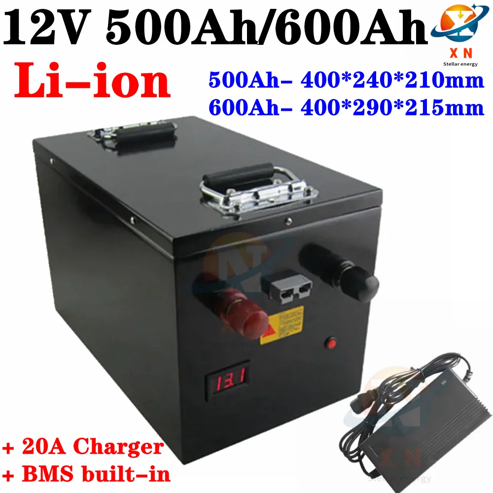 

RV Camper Battery 12V 500Ah 600Ah Large Capacity Lithium Lipo Li Ion Battery For 1000w 2000w Motorhome Solar+20A Charger