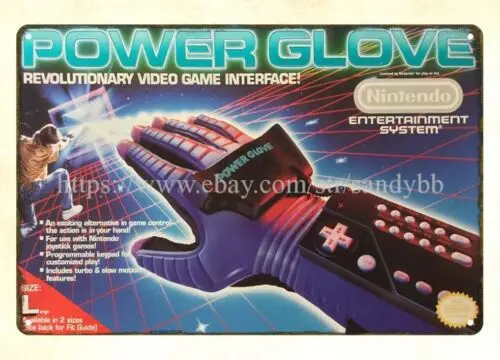 old reproductions for sale 1989 POWER GLOVE metal tin sign