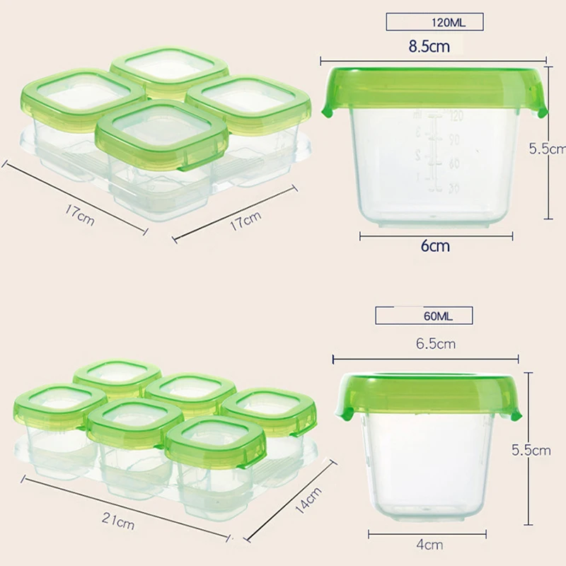 Plastic Food Container Set with Sealed Lid 60ml 120ml Baby Puree Snack Storage Box Portable Small Jar Kids Infant Feeding