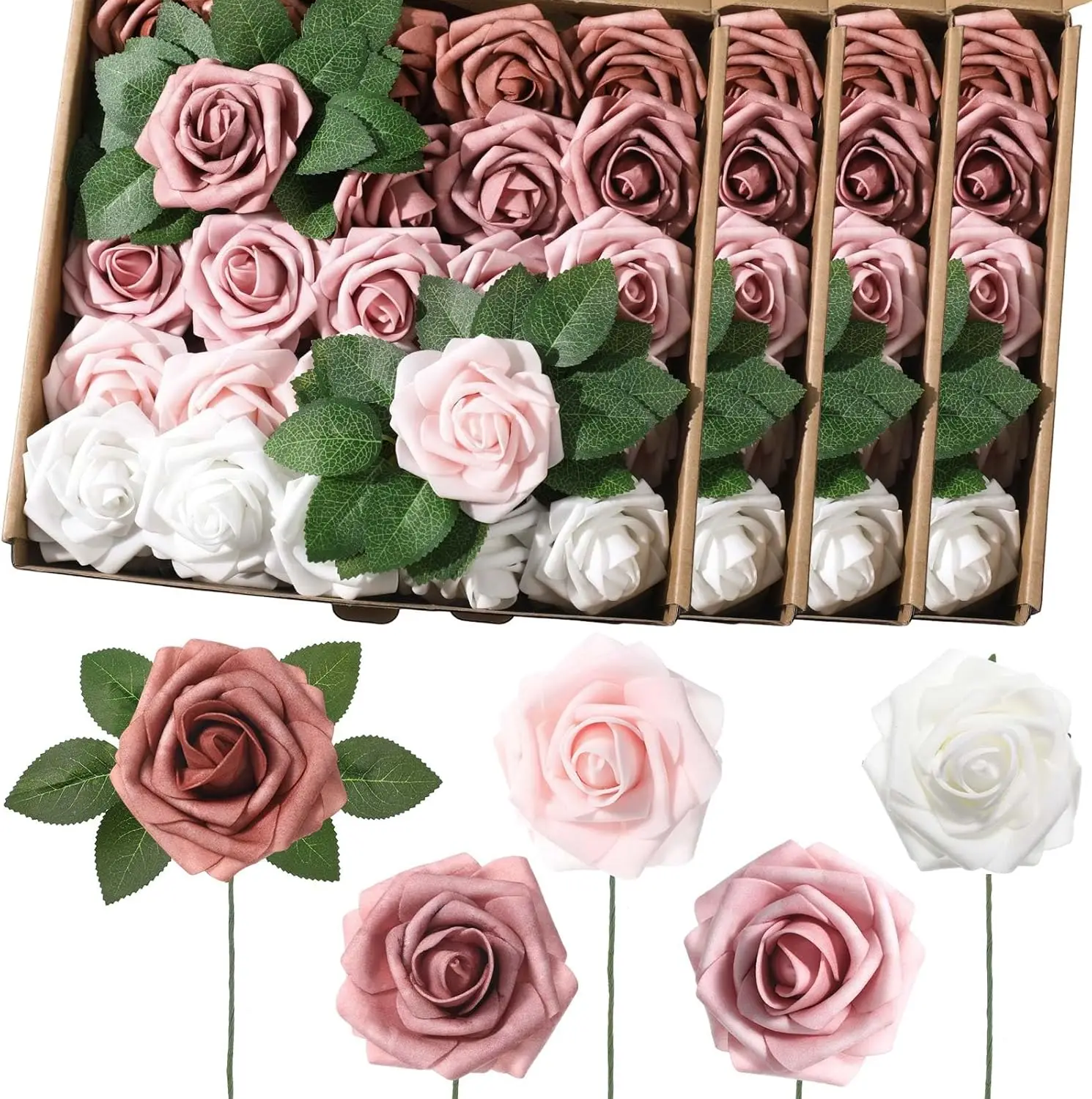

100 Pcs Dusty Pink Foam Roses for Wedding, Mother's Day, DIY Decor, Party Table Centerpieces