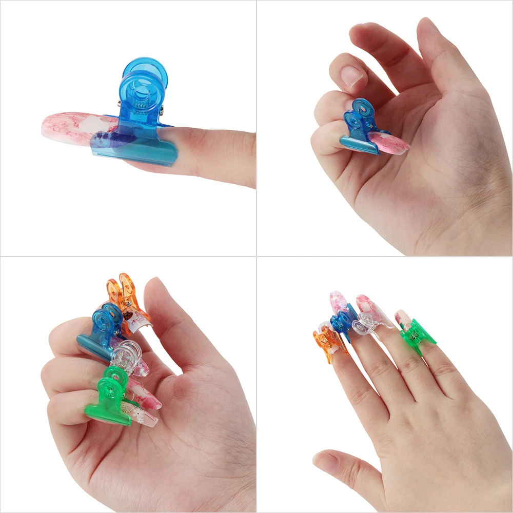 5PCS Random Color Plastic Russian C Curve Nail Pinching Clip Portable Acrylic Nails Pinchers Multi Function Nail Tools