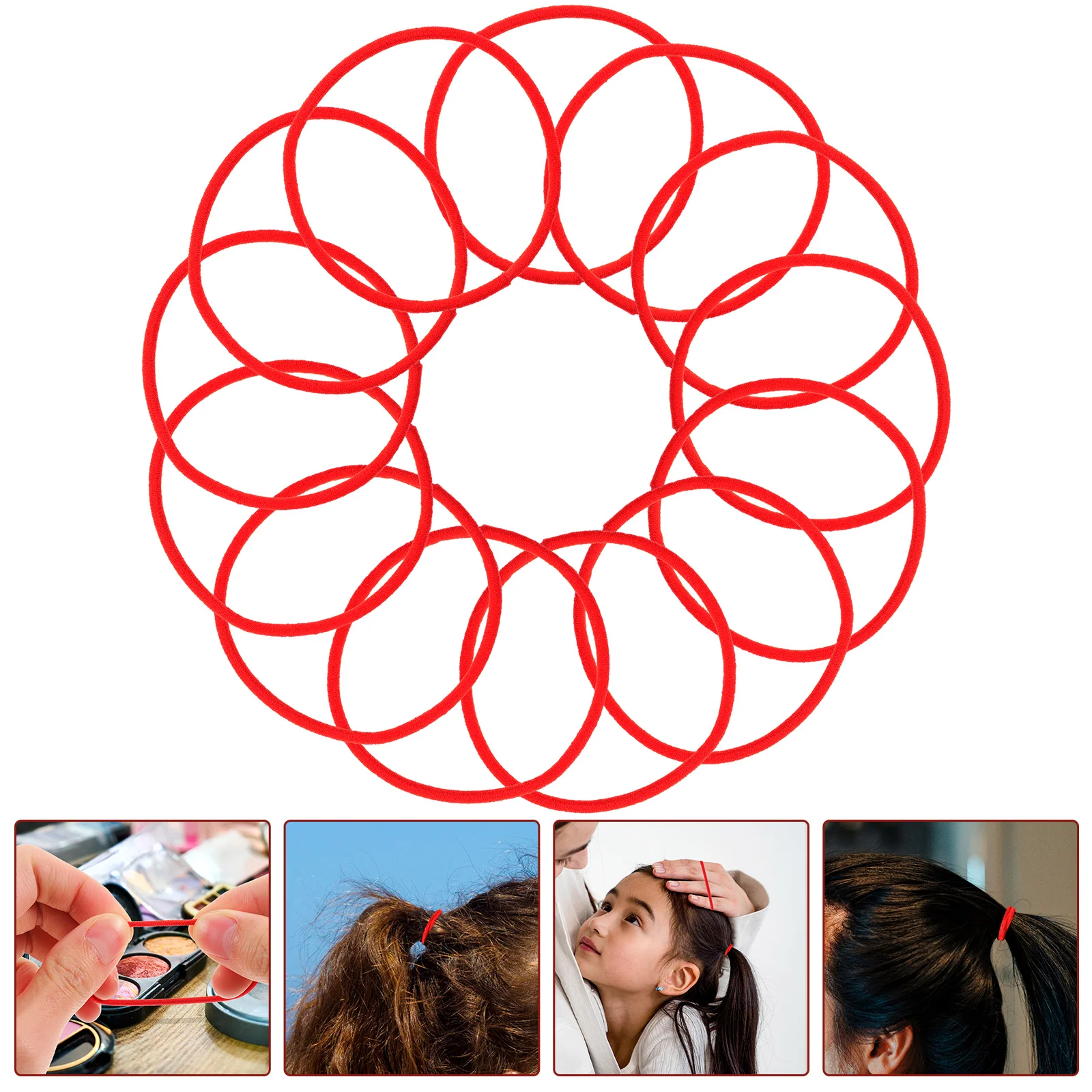 

100 Pcs Thin Hair Band Tiny Rubber Bands Elastics Ties Clear Bubble Red Bobbles Child Ribbons