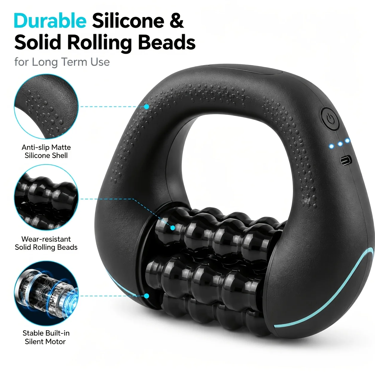 Electric Portable Handheld Roller Massager,3‑Speed Vibration Intensity,Ergonomic Handle,Multi‑Body Part Massage