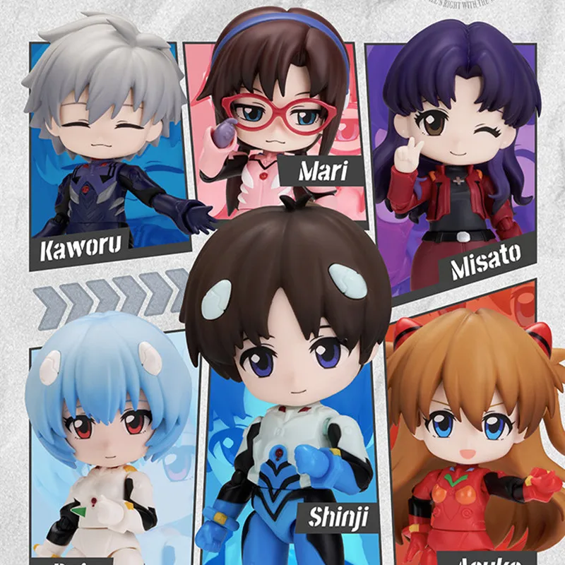 In stock Blokees Neon Genesis Evangelion Q Series Miracle Connection Assembled Q Version Action Figure Desktop Decoration Toy