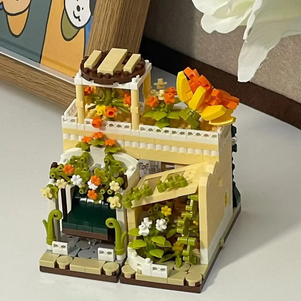 친구 집 거리 다이아몬드 벽돌 꽃 가게 커피 숍 도시보기 DIY 빌딩 블록 어린이를위한 장난감 소녀 크리스마스 선물