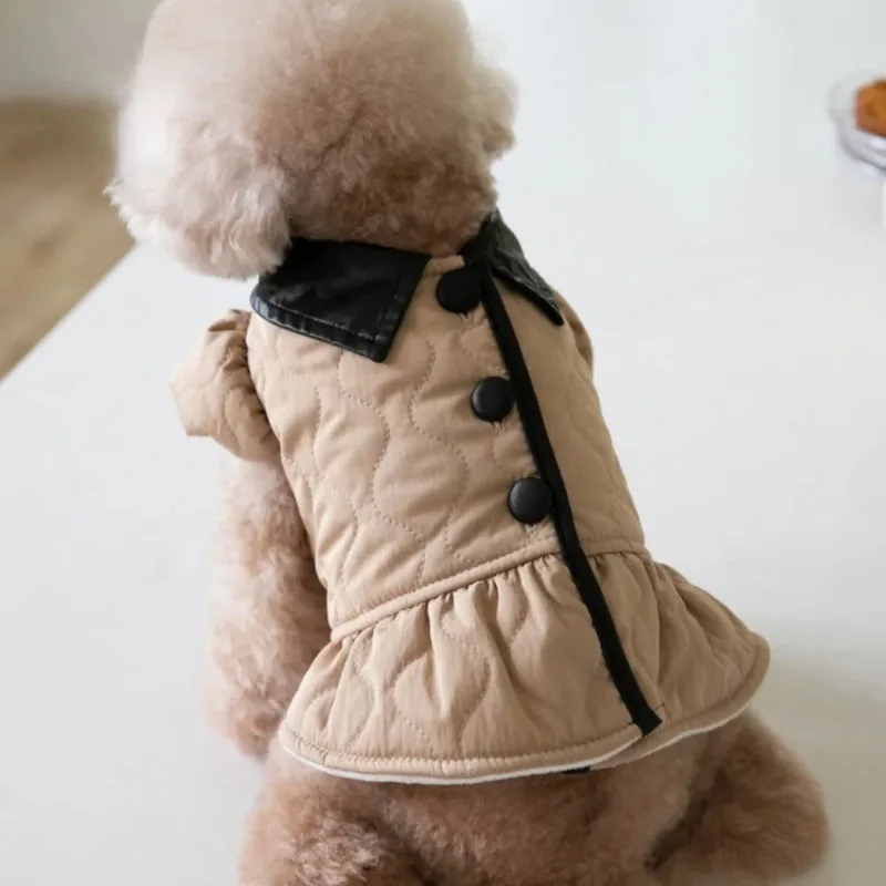 

Autumn Winter Pet Cotton Windbreaker Dog Thickened Dress Cute Pet Clothing Cat Clothing Teddy Clothing Designer Dog Clothes