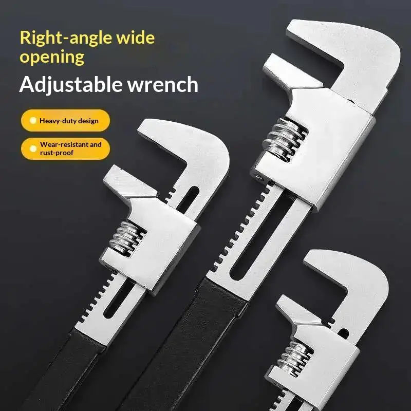 1Pc Adjustable F-Type Right Angle Wrench, Movable Wide Opening Pipe Spanner Multi-purpose Plumbing Tool