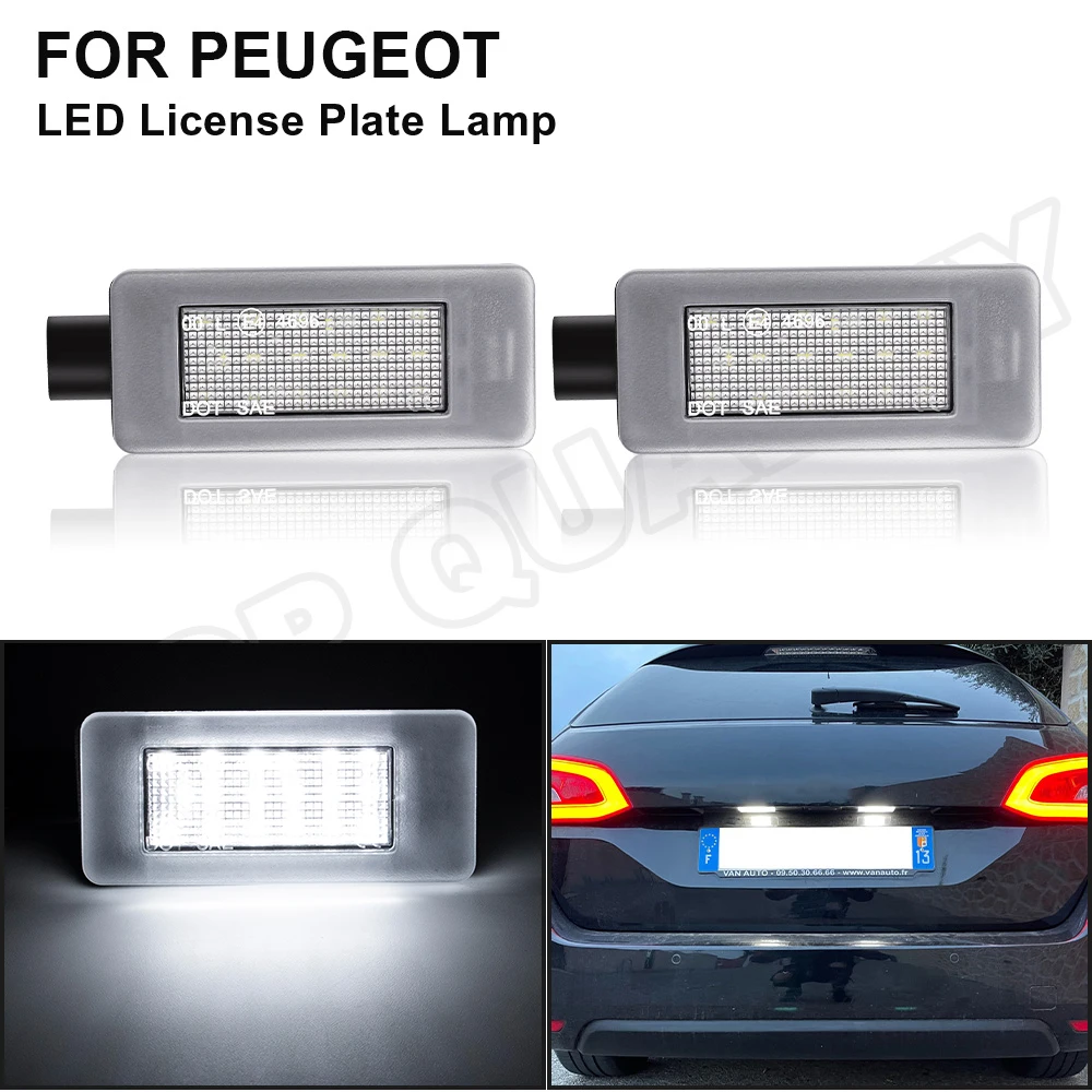 

Error Free LED Rear Number License Plate Light Lamps For Peugeot 308 II 2 MK2 3008 II 208 2008 207 CC Bright White Lamp