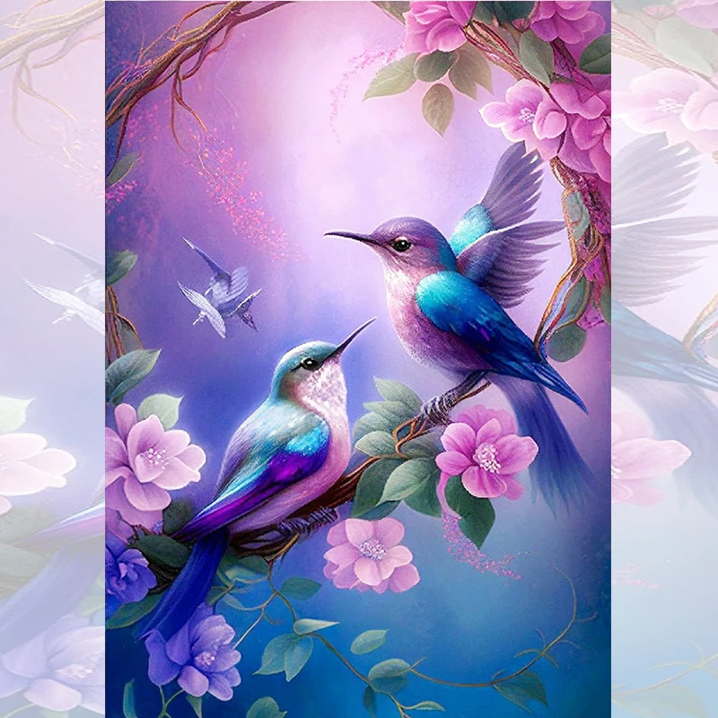 5D New Collection 2024 Diamond Embroidery Birds chirping and flowers fragrant Mosaic Art Kits  scenery Cross Stitch Gift