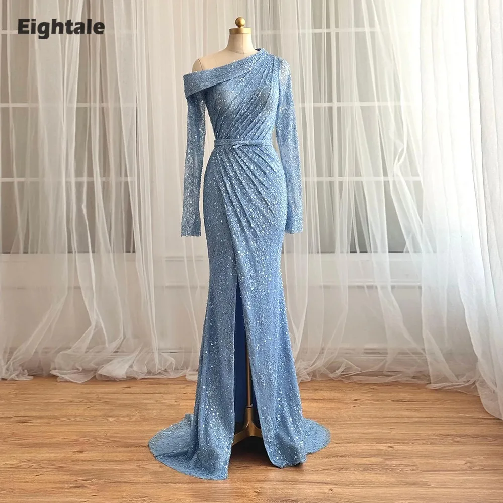 

Eightale арабское вечернее платье, роскошное кружевное платье с блестками на заказ, с длинными рукавами, Русалка, платья для выпускного вечера, свадебные платья Abendkleider Hochzeit