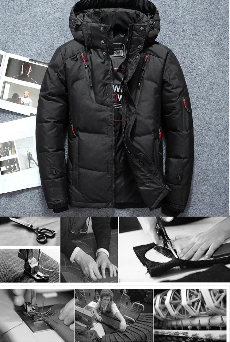 Men Down Jacket -20 Degree Winter Parkas Male White Duck Down Jacket Hooded Outdoor Thick Warm Padded Snow Coat Oversized M-4XL