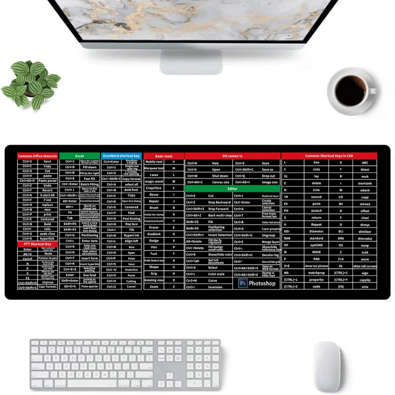 

Large Mouse Pad Keyboard Non-slip Mat Office Computer Desk Mat Creative Excel Shortcut Tips Russian English Vietnamese Version