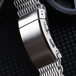 20/22mm Stainless Steel Watch Clasp 18mm Brushed Extendable Adjustable Double Push Button Folding Safety Watch Buckle Accessory