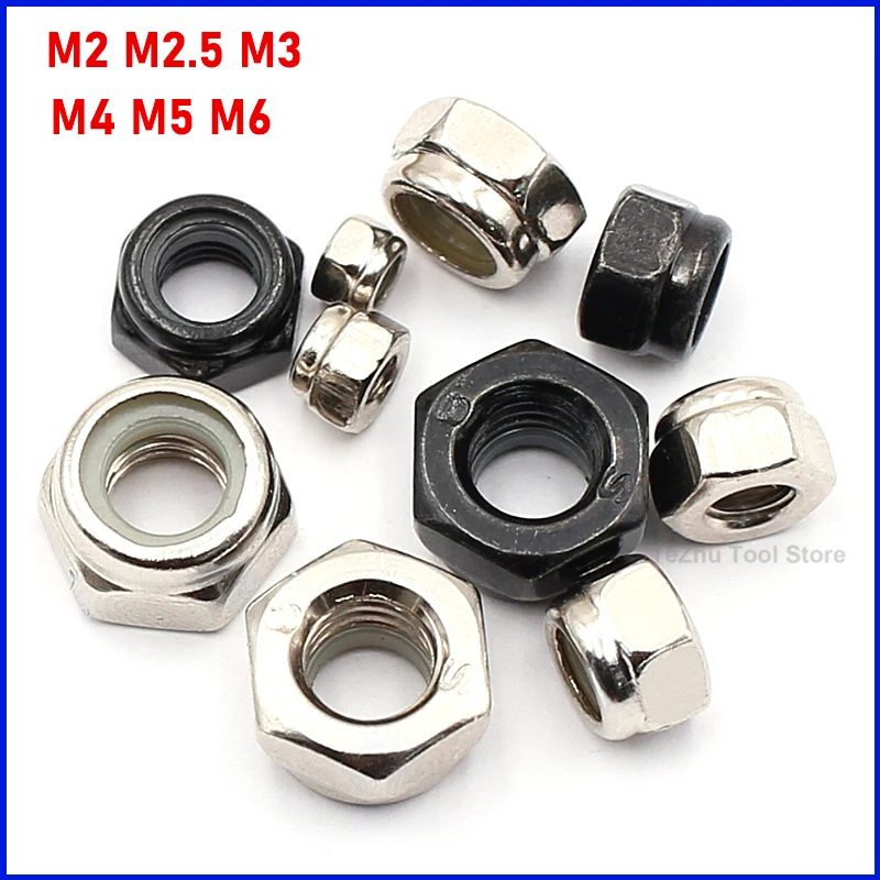 

M2 M2.5 M3 M4 M5 M6 Carbon Steel Hex Nylon Self-locking Nuts Locknut Slip Insert Lock Nut Nickel Plating Black Zinc