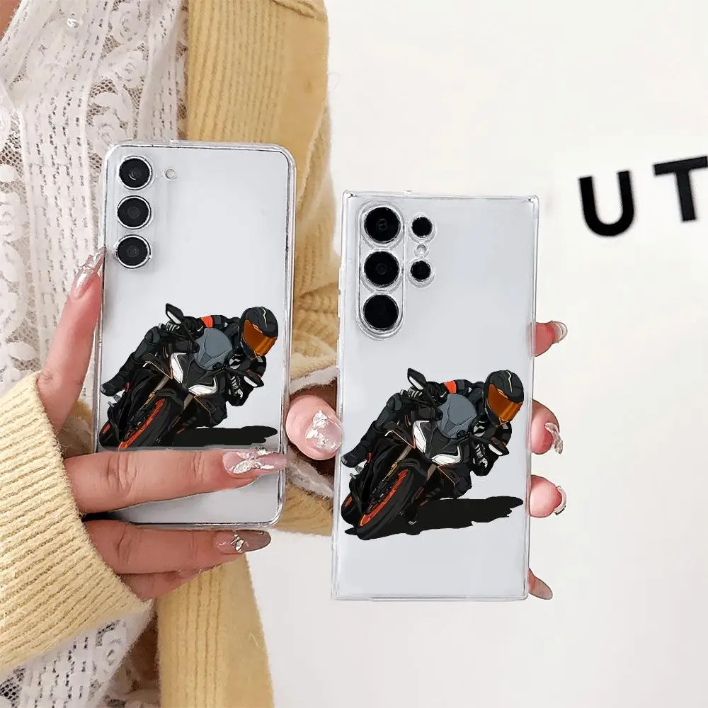 Sport Bike Rider Transparent Phone Case For Samsung GalaxyS26 25 24 23 22 21Ultra FE Full Protective Soft Anti-Scratch TPU Cover