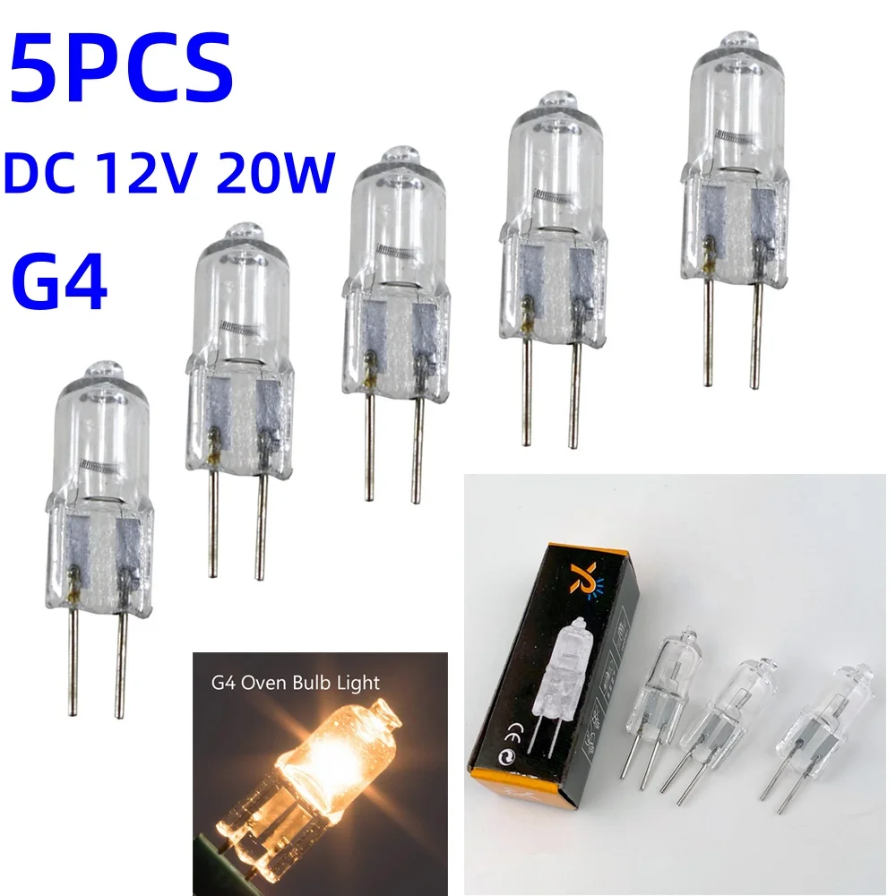 5 szt. Halogenowa lampa halogenowa 20W DC 12V 2-pinowa lampa halogenowa G4 wstawione koraliki kryształowa lampa lampy halogenowe żarówki W