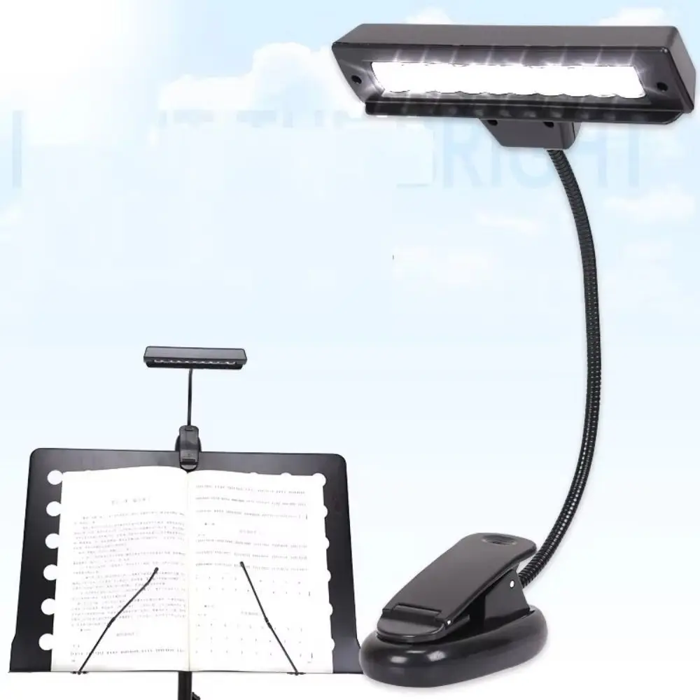 High Quality Black LED Clip Light USB Rechargeable With 10 Lights Music Stand Light Portable Bedroom Night Light Desktop