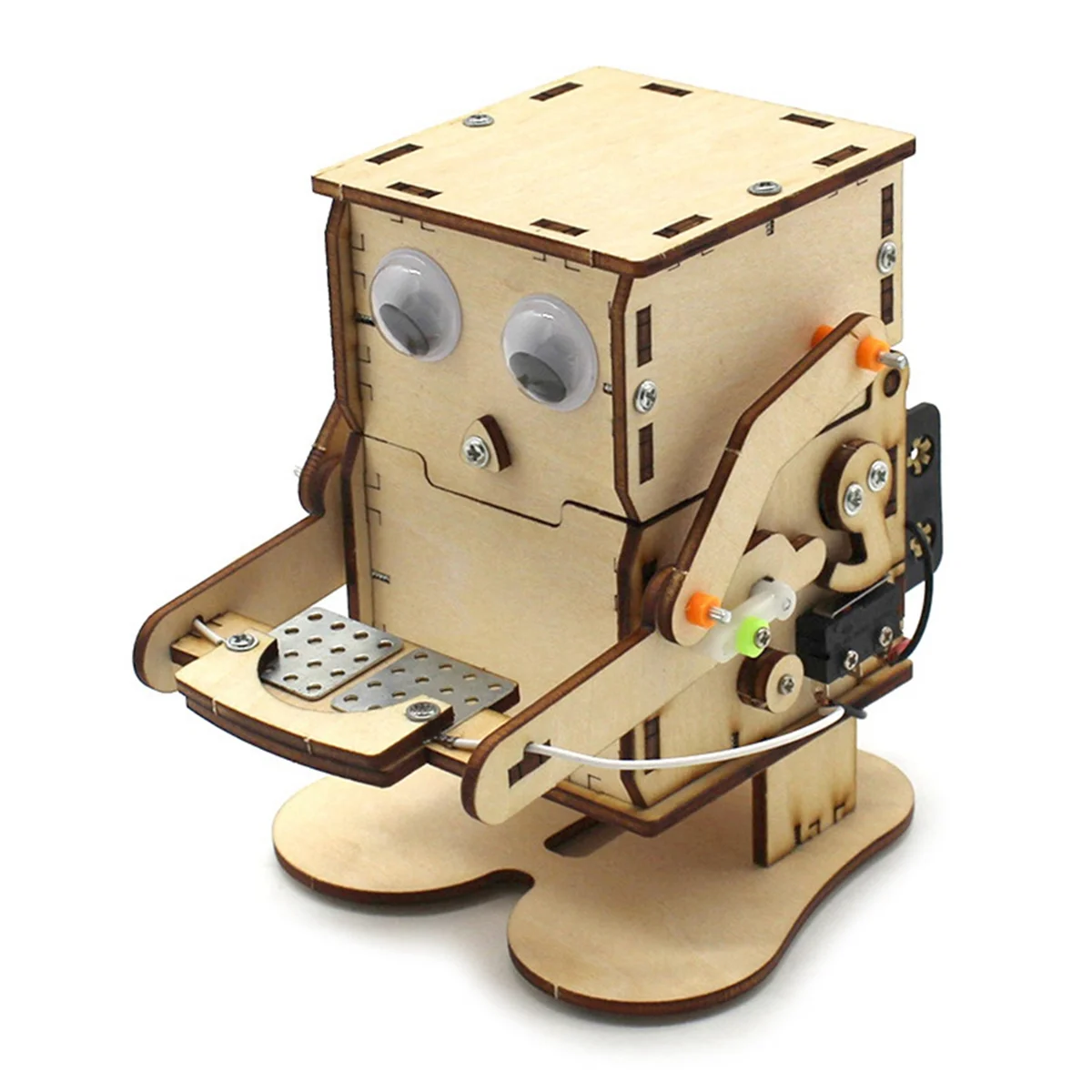 Robot Eating Coin Wood DIY Model Teaching Learning Stem Project Kit for Kid Science Experiment Wooden Assembly Kit