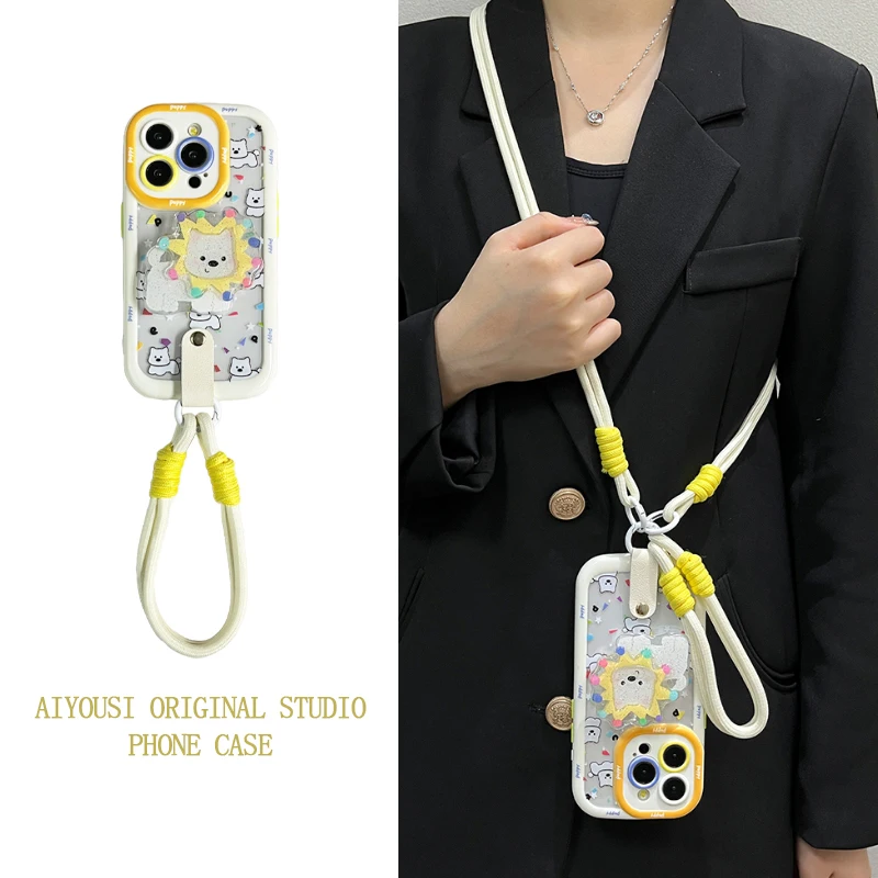 

Full screen west highland puppy handheld for apple 15promax case iphone 14promax drop proof crossbody