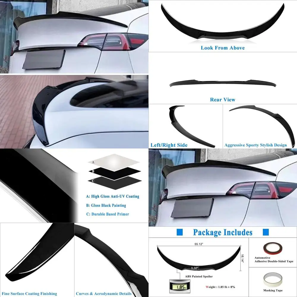 

Крыло спойлера багажника, совместимое с спойлером Tesla Model Y 2020-2024 гг. (тип SP), глянцевая черная окрашенная