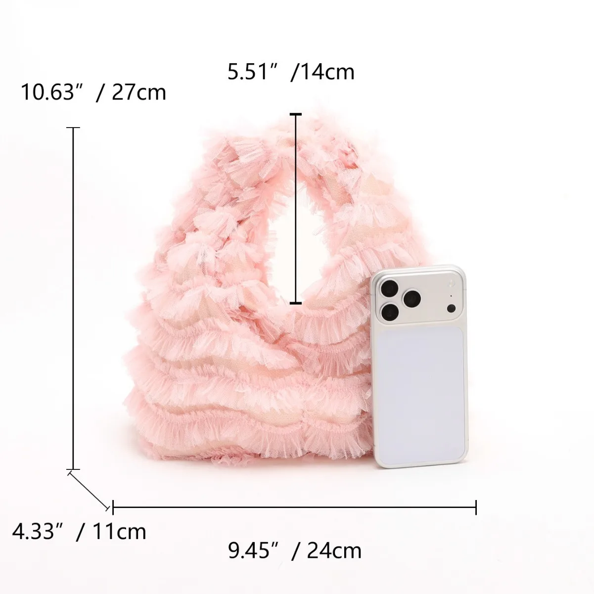 Wind New Mesh Pleated Bag Women's Multi-Layer Ruffle Edge Design Fashionable Versatile Bag Hand Bag Handbag